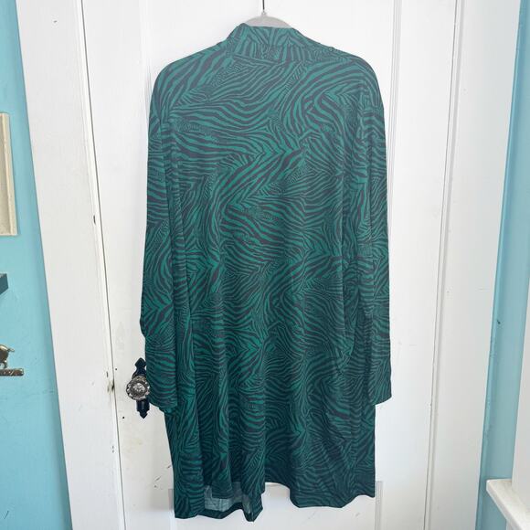 Ulla Popken Green Black Zebra Animal Print Cardigan Layering Lagenlook 24 26 - Picture 10 of 12